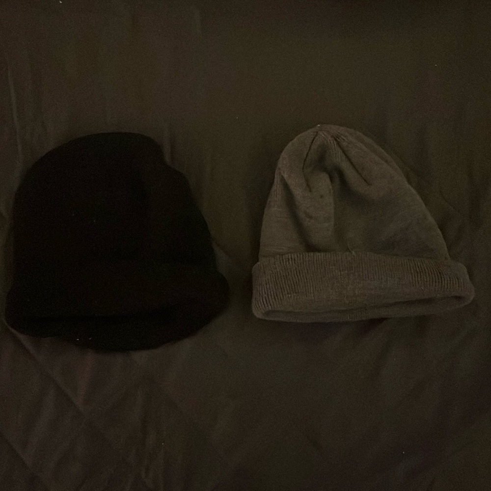 Two cotton beanies for the cold winter weather